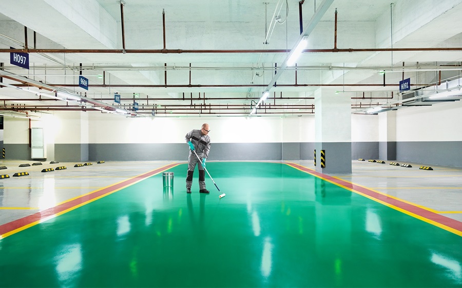 Durable PU-based coatings protect parking decks from wear and the weather