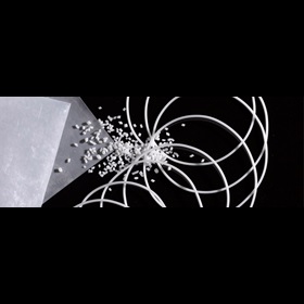 A selection of pellets, filaments and foils placed in front of a black background based on Desmomelt U® powder.