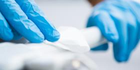 Disinfectant wipes being used in a medical setting
