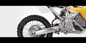The battery pack and subframe of the Redshift electric motorcycle include Makroblend®.