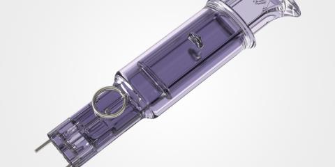 Super Staple™ Classic bone  fixation device with high-strength,  medical-grade Makrolon® Rx2530.
