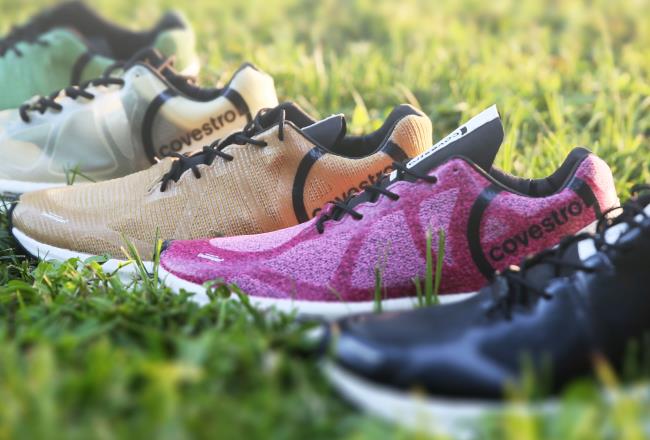 A row of shoes made from TPU