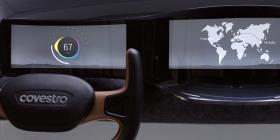 A futuristic display in a car.