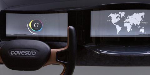 A futuristic display in a car.