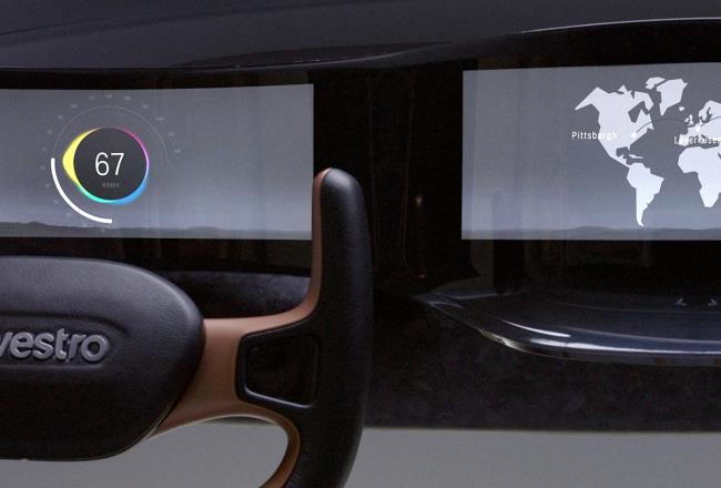A futuristic display in a car.