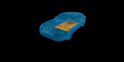 A rendering of an electric car demonstrating pultrusion battery packaging