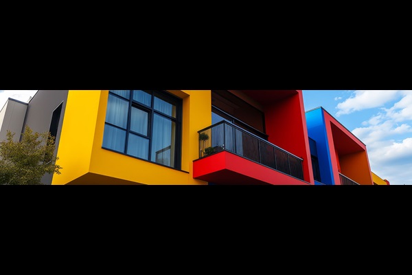 Farbenfrohes, modernes Gebäude
