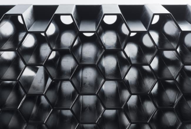 A new form of crash absorber in close-up.