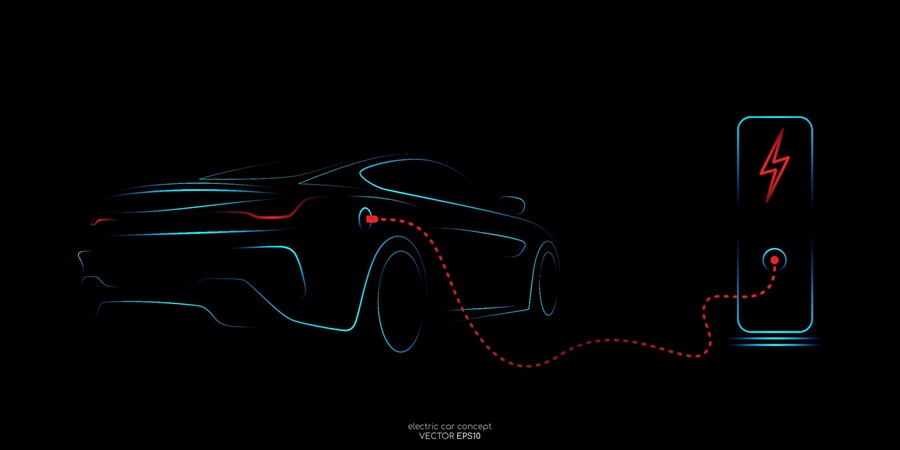 Electric car with charging station