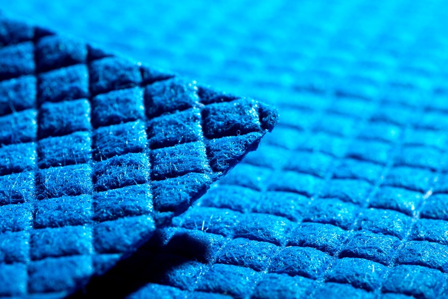 Blue nonwoven fabric made of TPU with cross-hatching