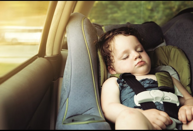 Baby sleeping in a quiet car