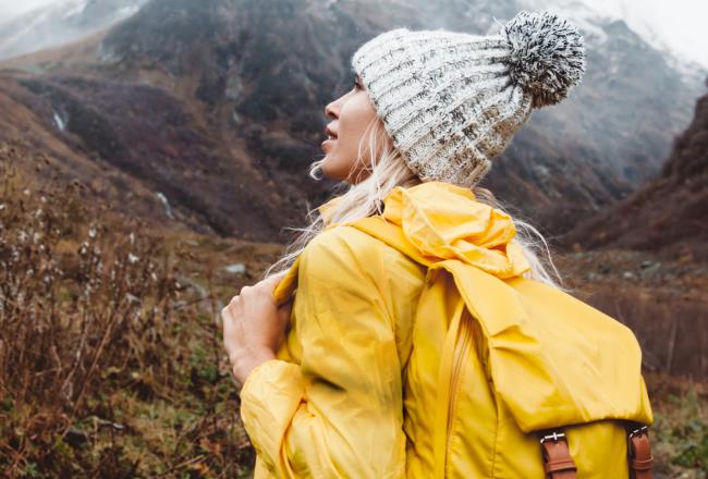 Woman wearing outdoor gear