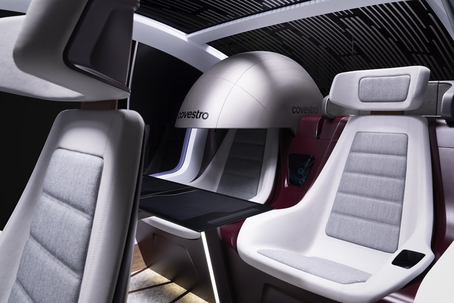 The moveable Privacy Dome in its interior concept showcasing increased passenger privacy.
