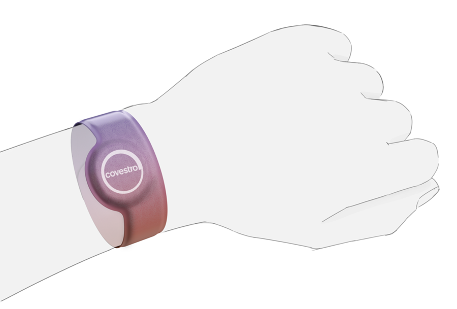 Rendering of wearable patch design study, in this case a wristband