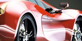 A red sports car in side view.