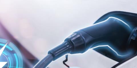 Electric car power cable plugged into
