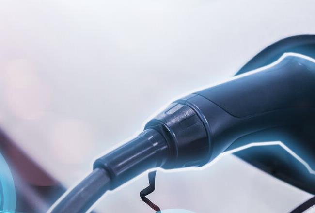Electric car power cable plugged into