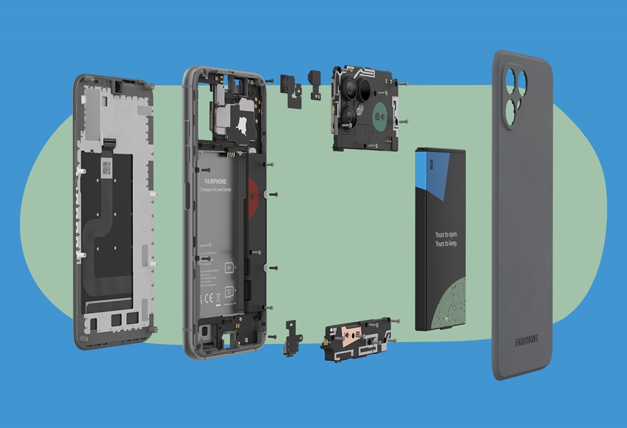Partly recycled polycarbonates from Covestro are used in the new Fairphone 4, including a completely recycled TPU in the protective case. © Fairphone