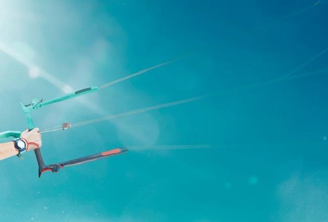 Kite surfer at extreme angle
