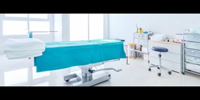 Bed in a hospital room