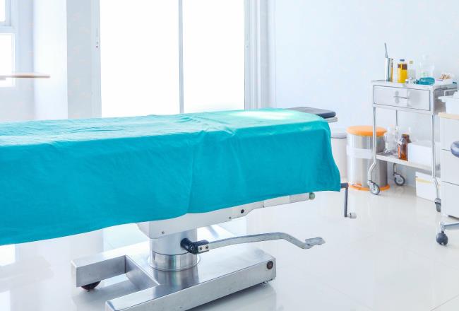 Bed in a hospital room