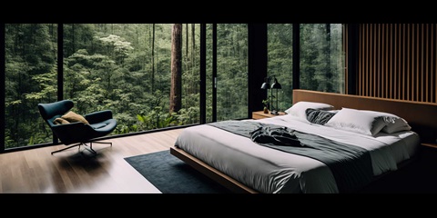 Schlafzimmer mit Blick in die Natur