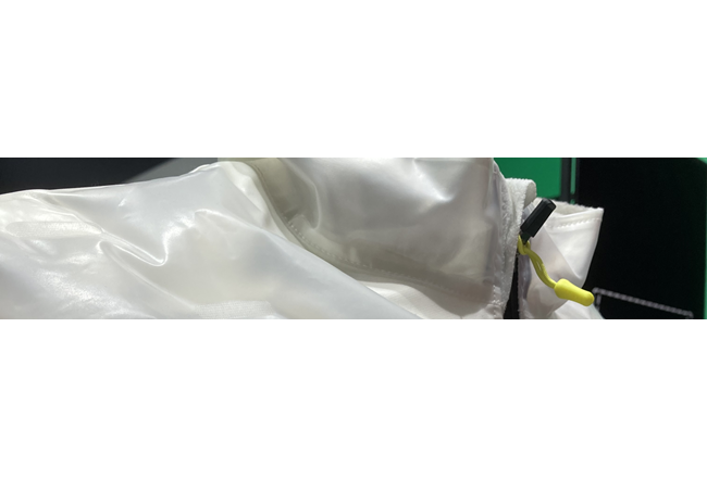 Close-up of concept vest chest area and collar.