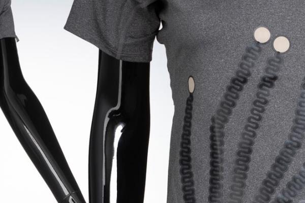 Concept shirt with printed electronics and bio-sensors on mannequins