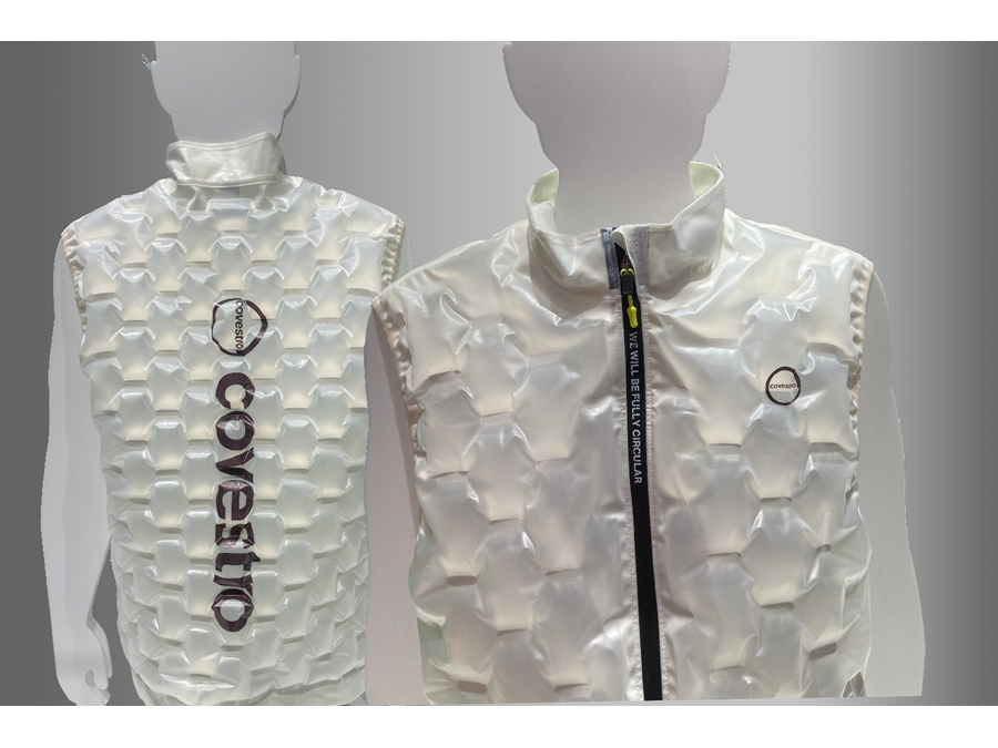Front and rear view of concept inflatable vest using TPU Films.