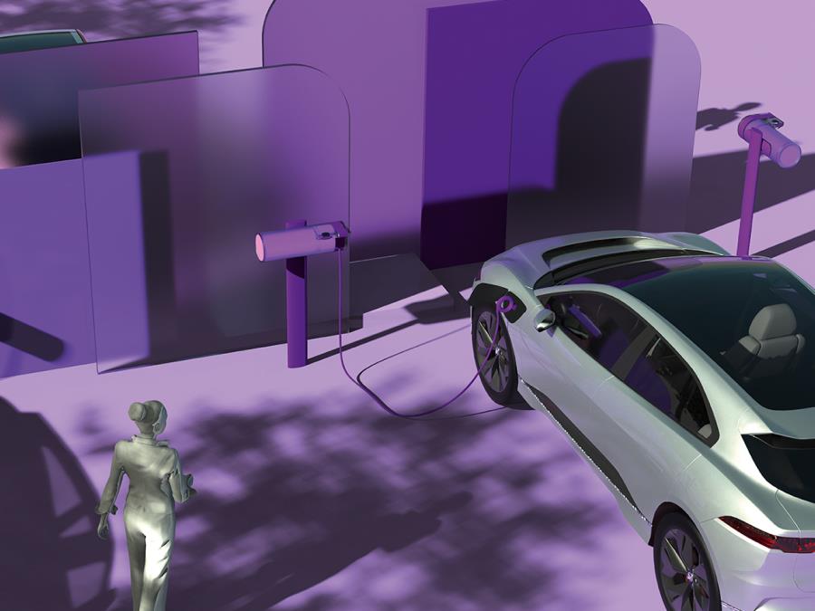 Designs from  Umeå Institute of Design student showing potential electric vehicle charging stations using Covestro’s polycarbonate materials