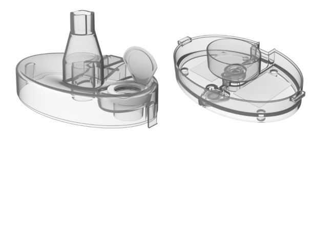 Die Verdampferbaugruppe des VHT-200 Systems von Vaporox’s besteht aus Makrolon® 2458 Polycarbonat von Covestro